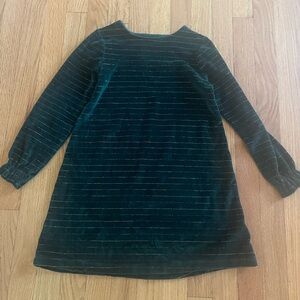 Mini Boden Green Velvet Striped Dress